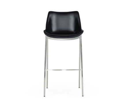 Hooper - Modern Black Eco-Leather Bar Stool (Set of 2)