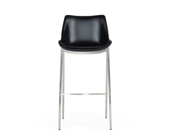 Hooper - Modern Black Eco-Leather Bar Stool (Set of 2)