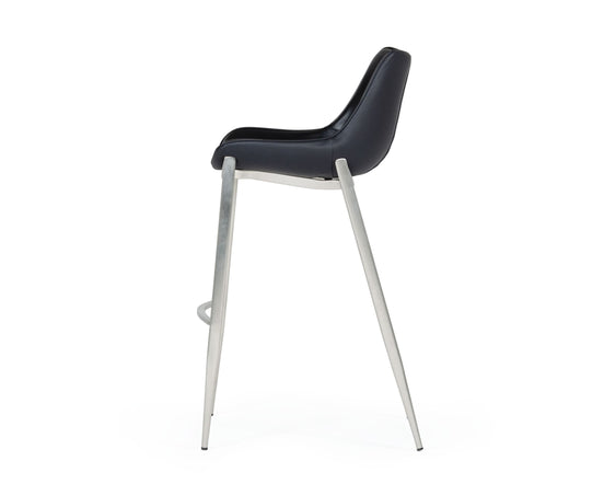 Hooper - Modern Black Eco-Leather Bar Stool (Set of 2) - image 2