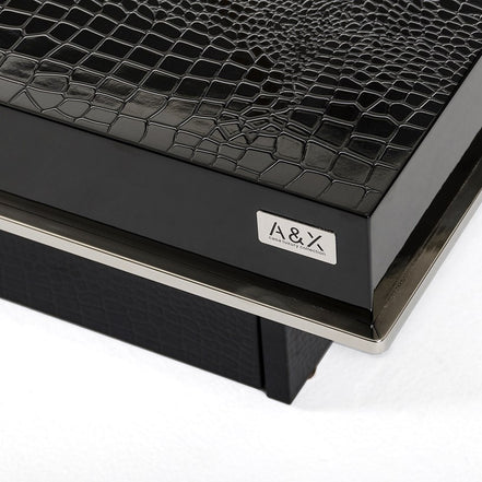 Horizon - Modern Black Crocodile Coffee Table w/ Pull Out Squares - image 3