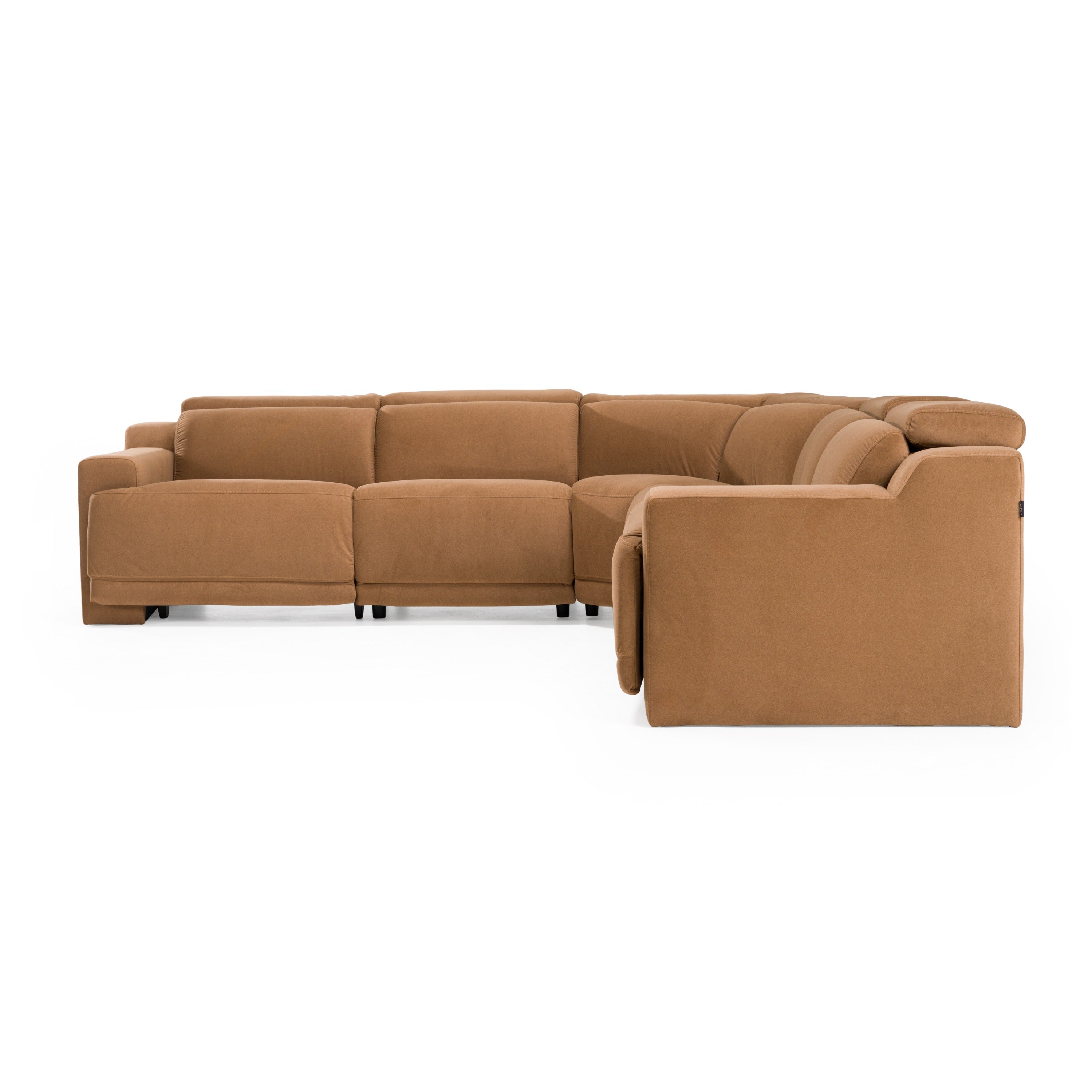 Horton - Modern Brown Fabric Sectional Sofa w/ 3 Recliners - image 3