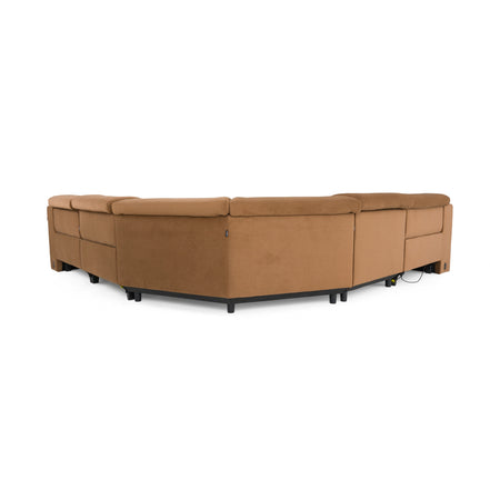 Horton - Modern Brown Fabric Sectional Sofa w/ 3 Recliners - image 4