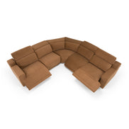 Horton - Modern Brown Fabric Sectional Sofa w/ 3 Recliners - image 2