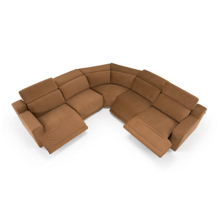 Horton - Modern Brown Fabric Sectional Sofa w/ 3 Recliners - image 2