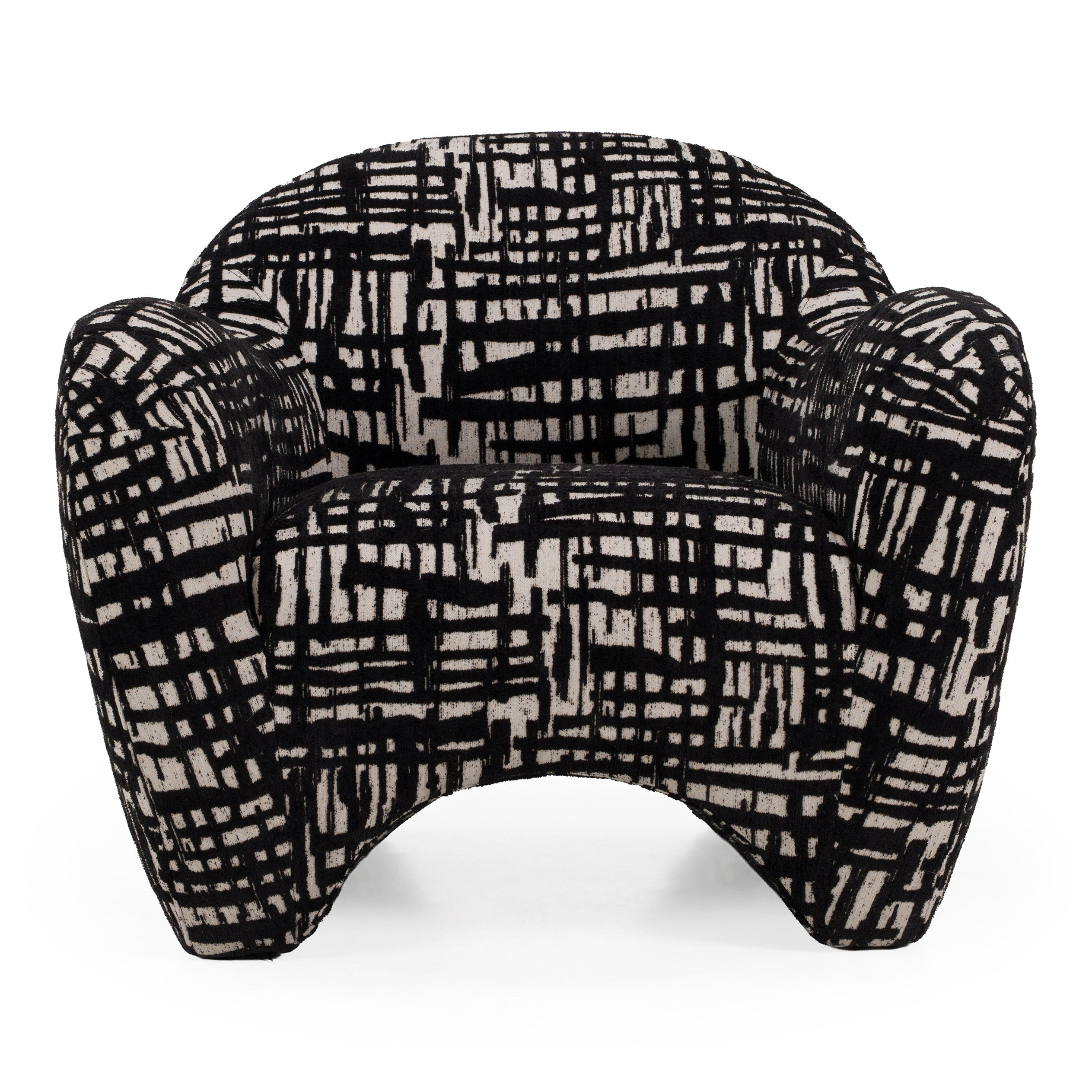 Hurd - Modern Black + Beige Pattern Fabric Accent Chair - image 4