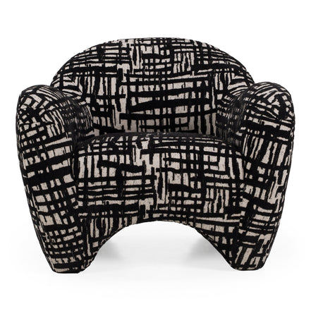 Hurd - Modern Black + Beige Pattern Fabric Accent Chair - image 4