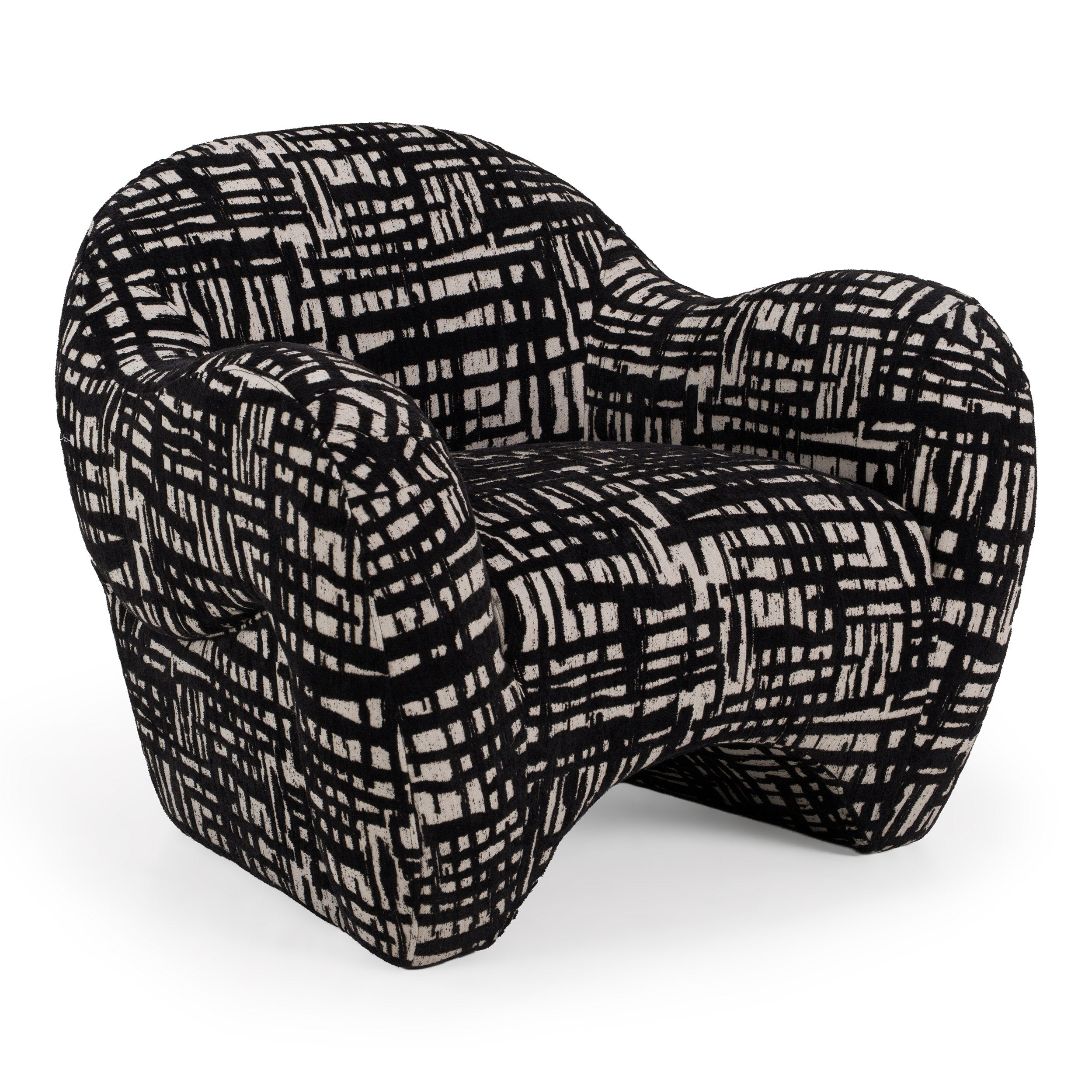 Hurd - Modern Black + Beige Pattern Fabric Accent Chair - image 5