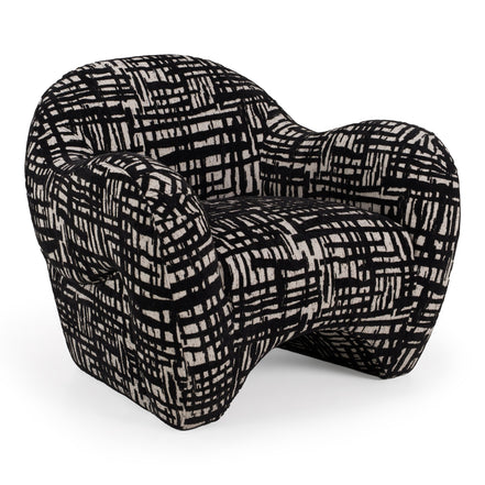 Hurd - Modern Black + Beige Pattern Fabric Accent Chair - image 5