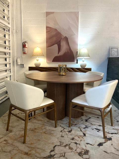 Depew - Mid-Century Modern Walnut Round Dining Table - image 5