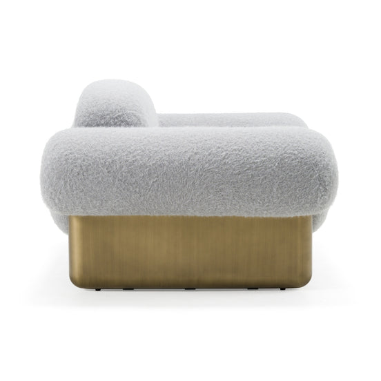 Imagine - Contemporary Grey Fabric + Antique Brass Accent Chair - image 2
