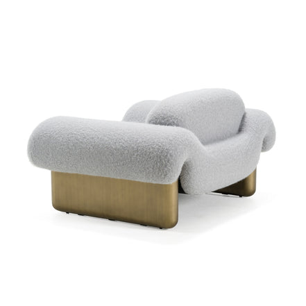 Imagine - Contemporary Grey Fabric + Antique Brass Accent Chair - image 5