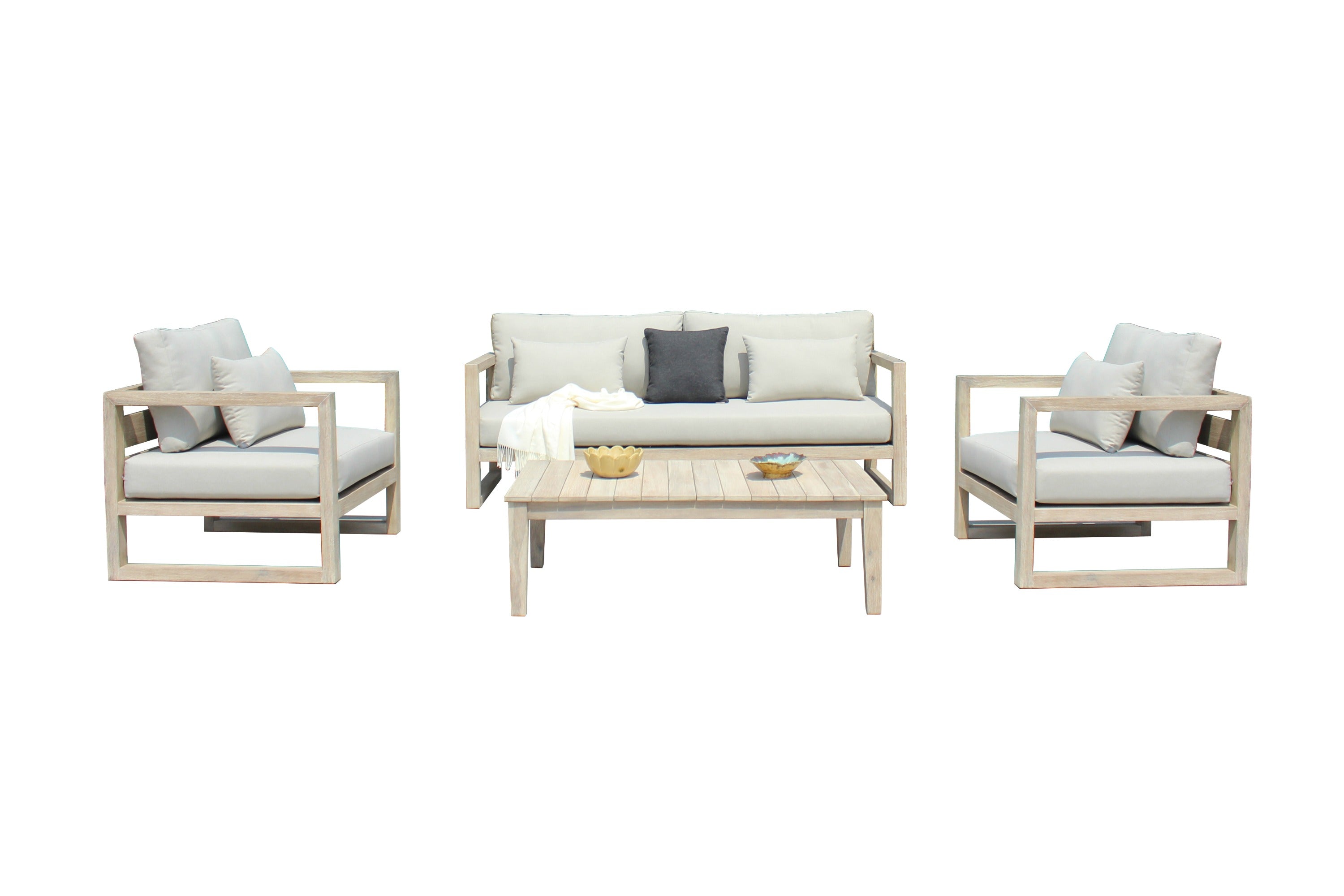 Calm - Outdoor Grey + Acacia Sofa Set - image 5