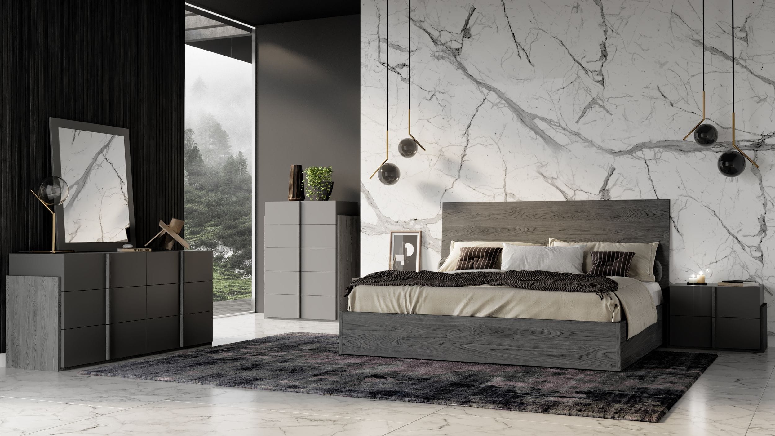 Full Lucia - Italian Modern Matte Grey / Elm Grey Bedroom Set - image 3
