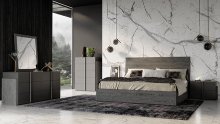 Full Lucia - Italian Modern Matte Grey / Elm Grey Bedroom Set - image 3