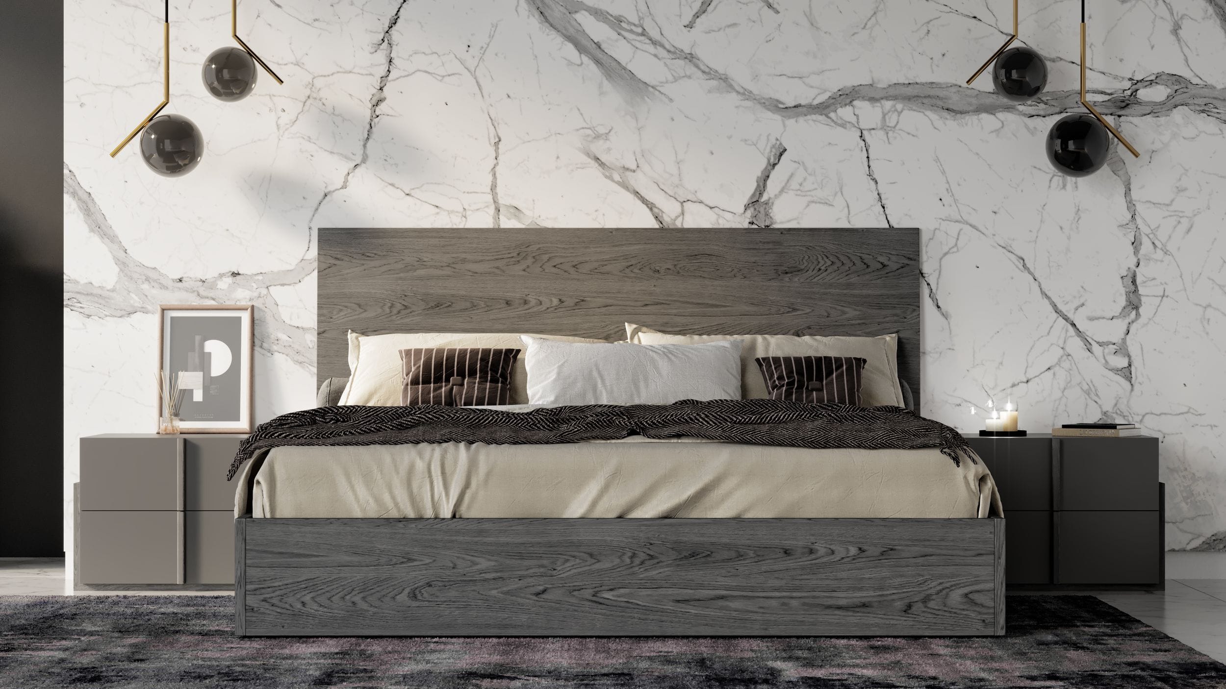 Full Lucia - Italian Modern Matte Grey / Elm Grey Bedroom Set - image 2