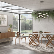 Mason Modern Glass & Walnut Dining Table - image 2
