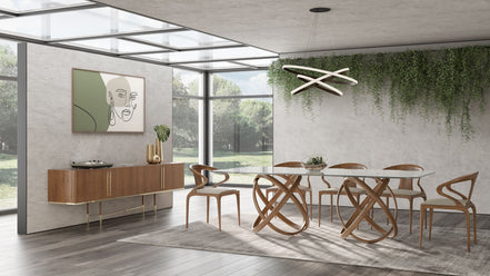 Mason Modern Glass & Walnut Dining Table - image 2