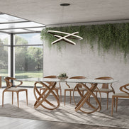 Mason Modern Glass & Walnut Dining Table - image 3