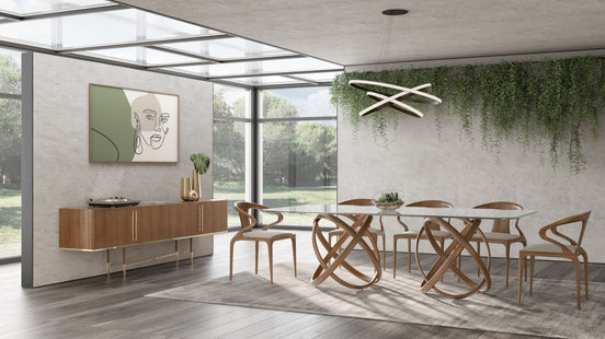 Mason Modern Glass & Walnut Dining Table - image 2