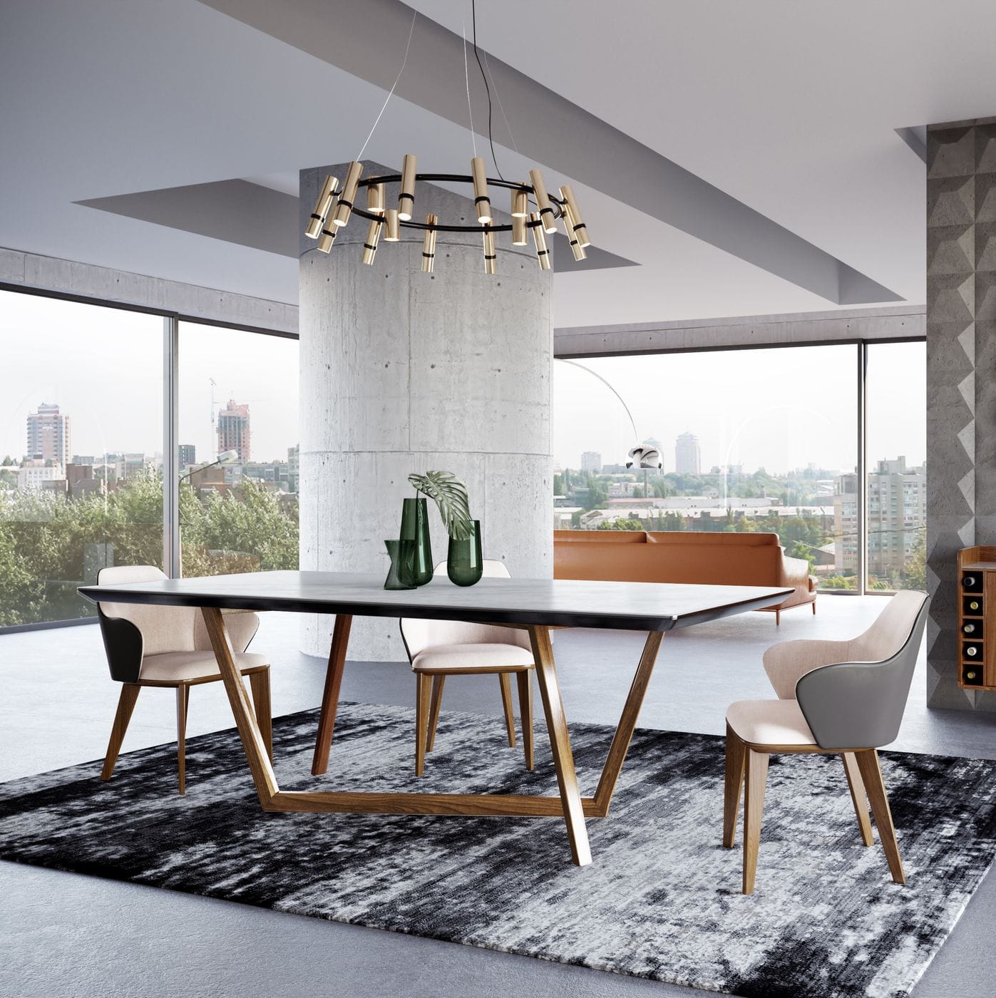 James - Contemporary Walnut & White Dining Table - image 5