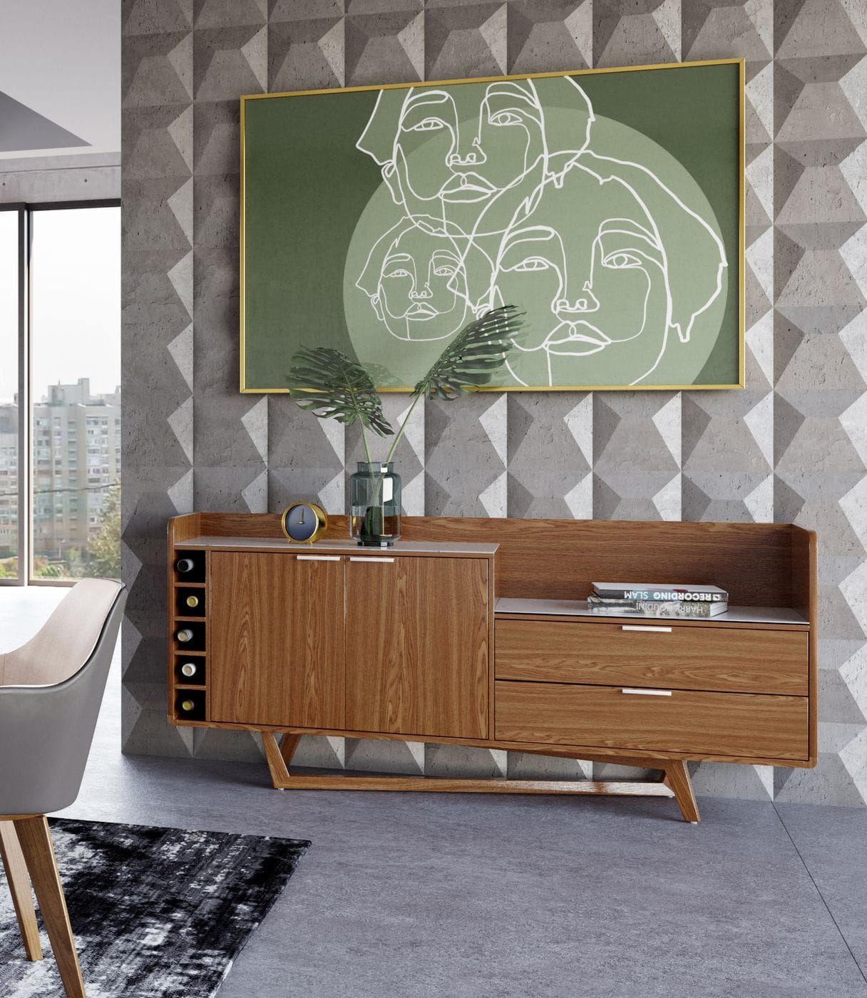 James - Contemporary Walnut & White Buffet - image 4