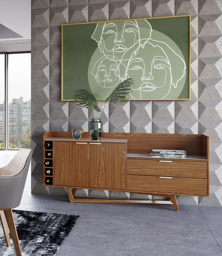 James - Contemporary Walnut & White Buffet - image 4