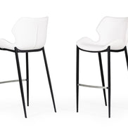 Ithaca - Modern White Leatherette Bar Stool (Set of 2)