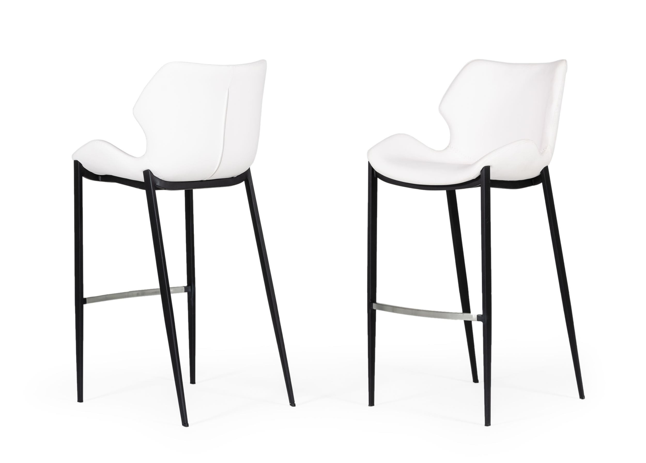 Ithaca - Modern White Leatherette Bar Stool (Set of 2)