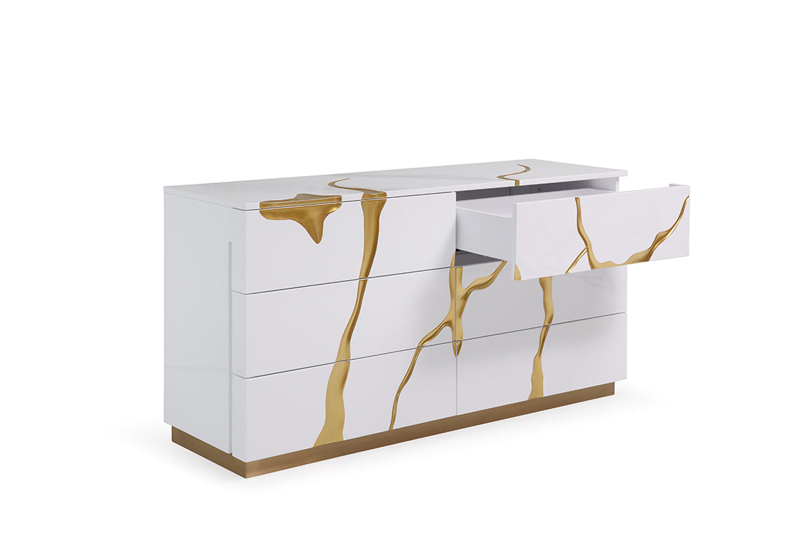 Aspen Modern White & Gold Dresser - image 2
