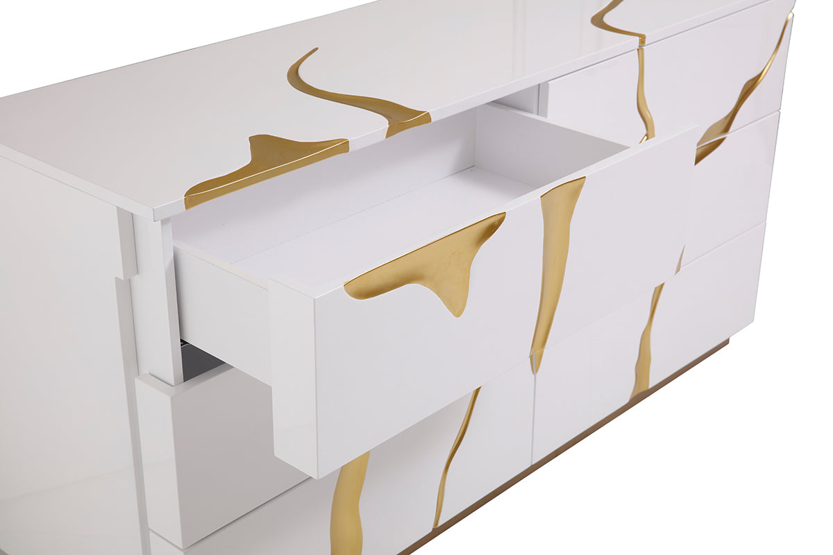 Aspen Modern Wide White and Gold Dresser - image 4