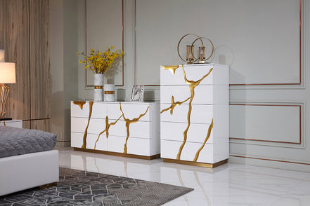 Aspen Modern White & Gold Chest - image 4