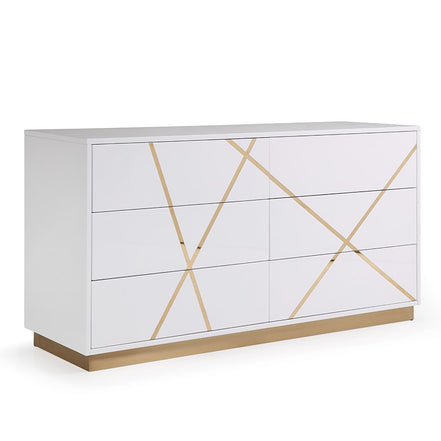 Nixa Modern Wide White and Gold Dresser - image 2