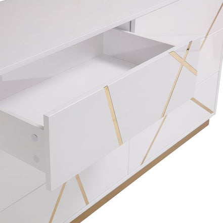 Nixa Modern Wide White and Gold Dresser - image 4