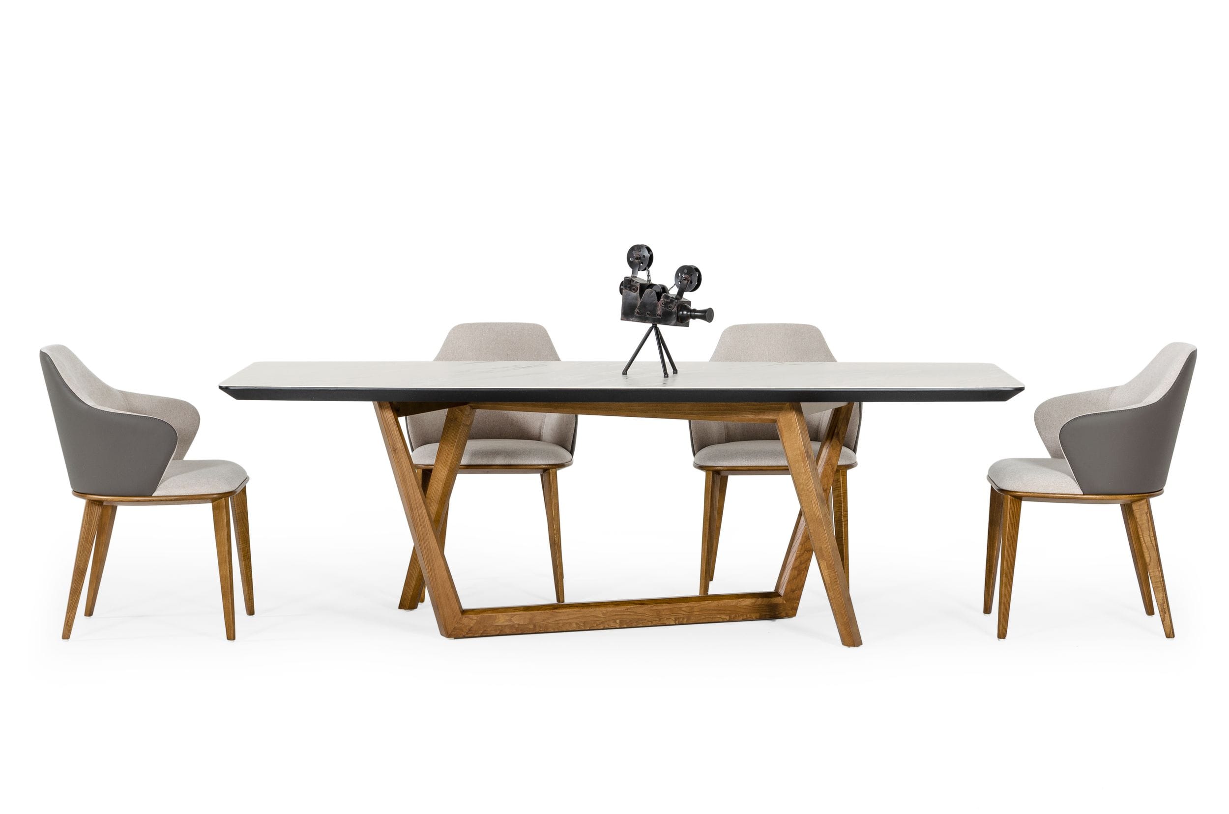 James - Contemporary Walnut & White Dining Table - image 4
