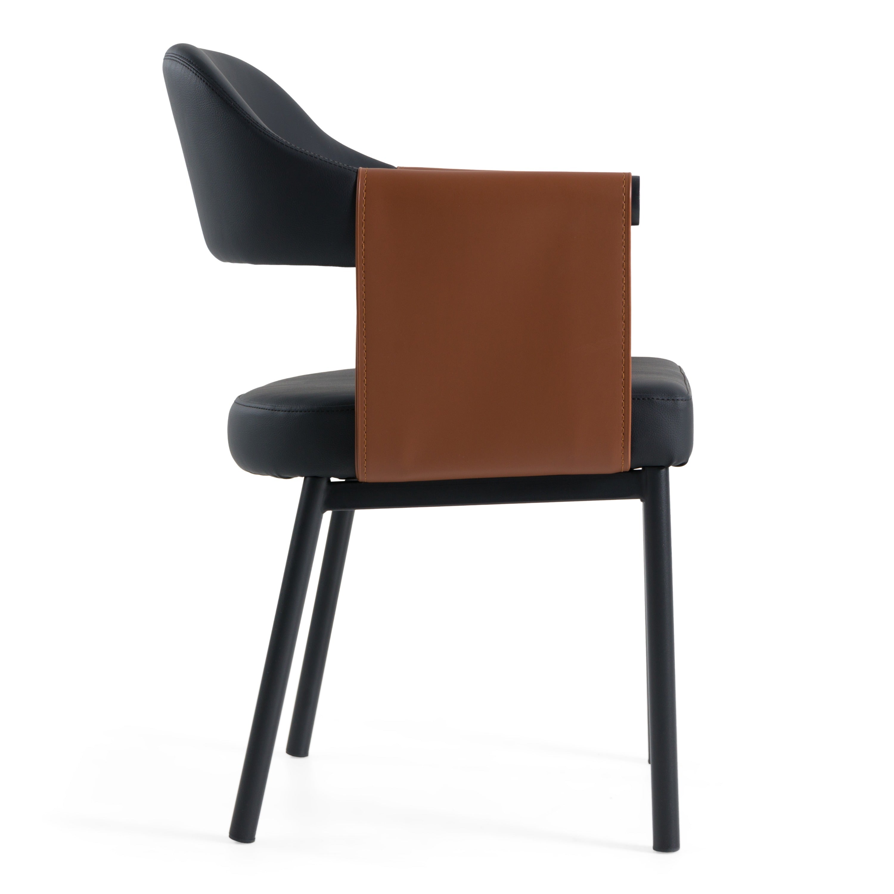 Jensen - Modern Black + Camel Vegan Leather Dining Chair - image 2