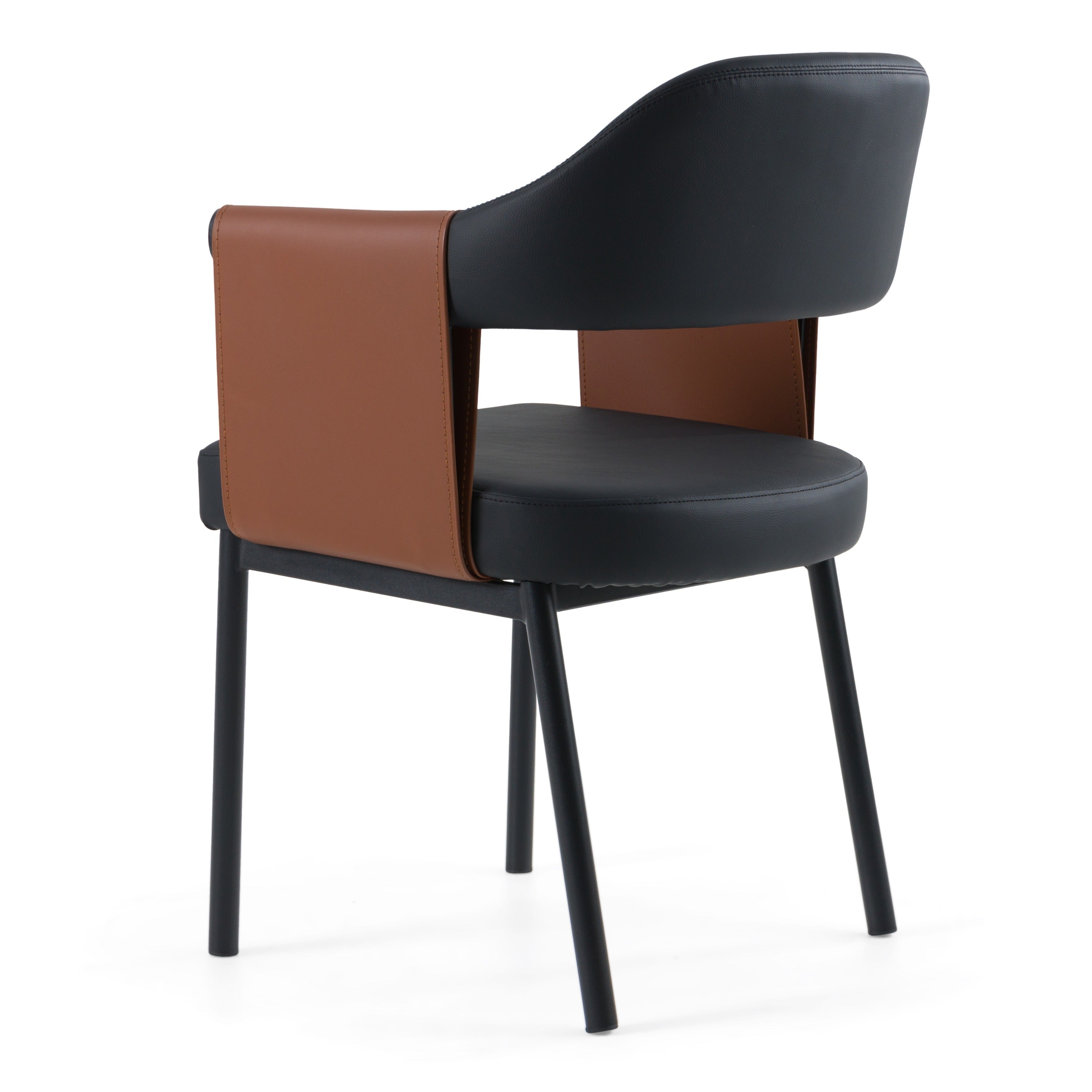Jensen - Modern Black + Camel Vegan Leather Dining Chair - image 4