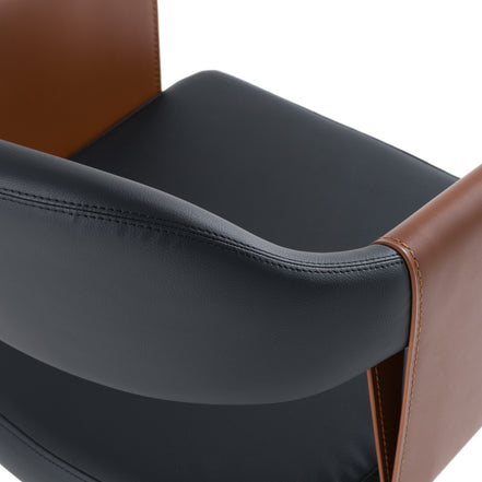 Jensen - Modern Black + Camel Vegan Leather Dining Chair - image 5