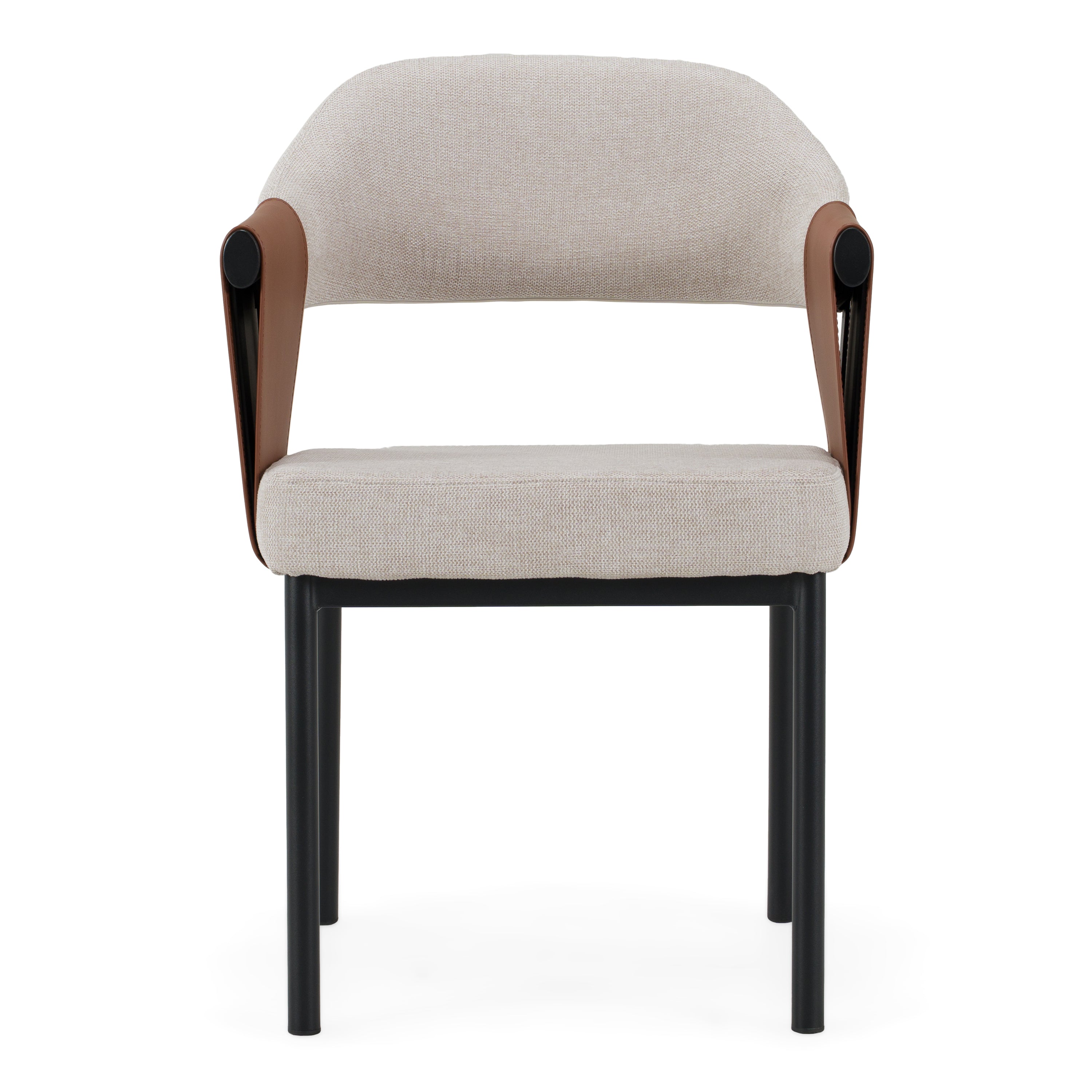 Jensen - Modern Light Grey Fabric + Camel Vegan Leather Dining Chair - image 3