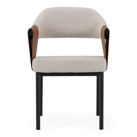 Jensen - Modern Light Grey Fabric + Camel Vegan Leather Dining Chair - image 3