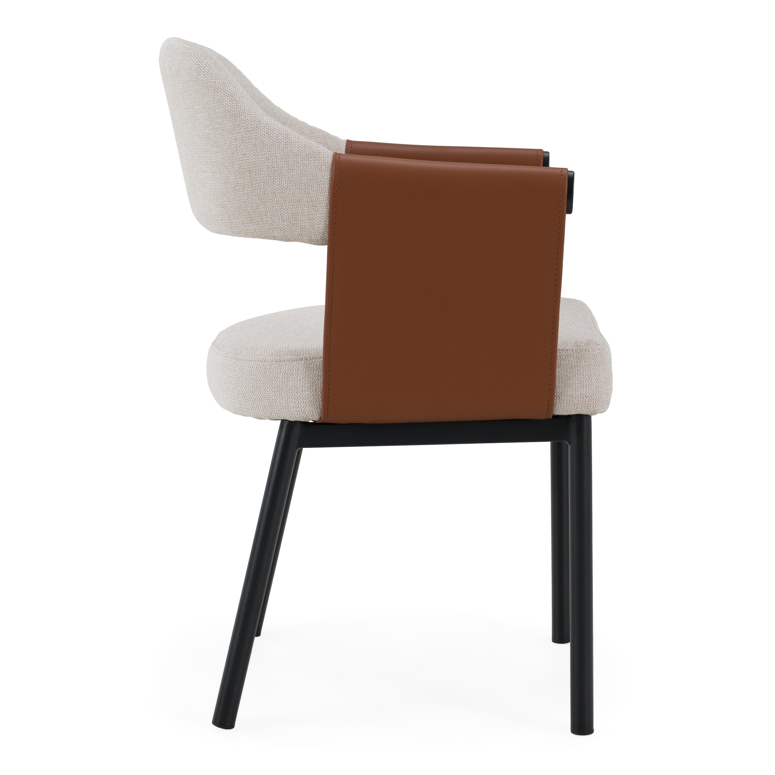 Jensen - Modern Light Grey Fabric + Camel Vegan Leather Dining Chair - image 5