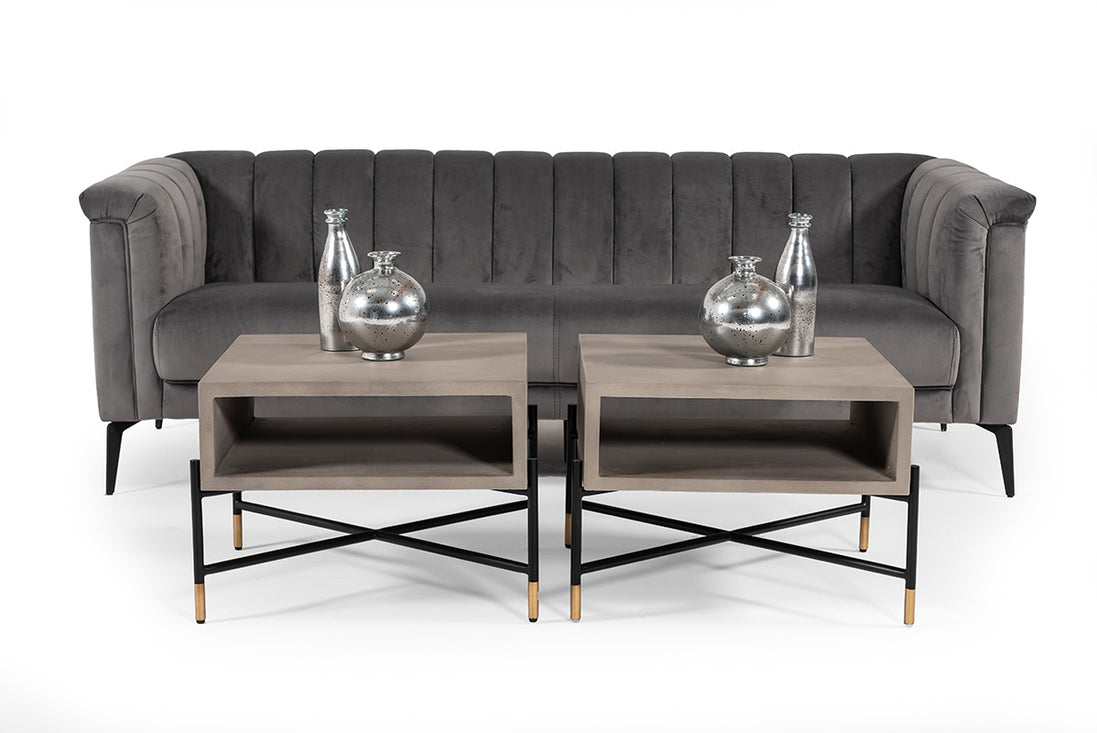 Jeremy Modern Grey Velvet Sofa