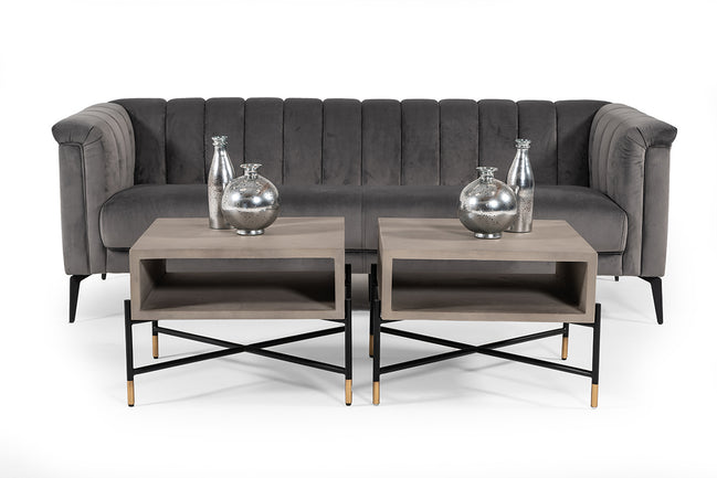 Jeremy Modern Grey Velvet Sofa