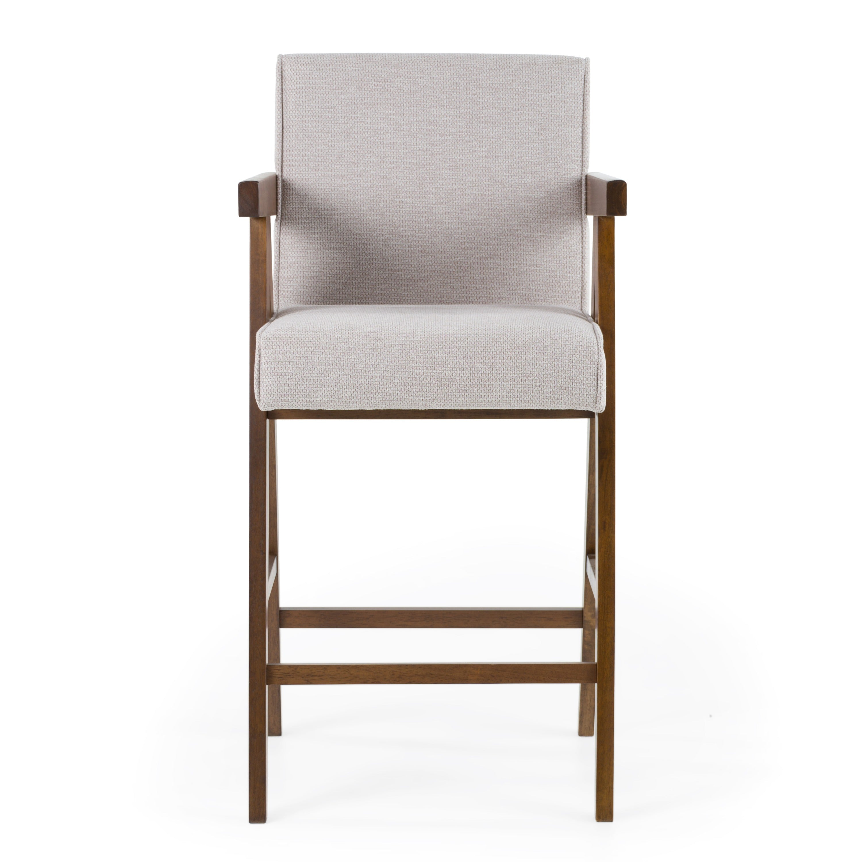 Joseline - Modern Beige Fabric + Walnut Counter Chair (Set of 2) - image 2