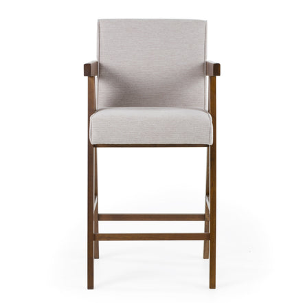 Joseline - Modern Beige Fabric + Walnut Counter Chair (Set of 2) - image 2