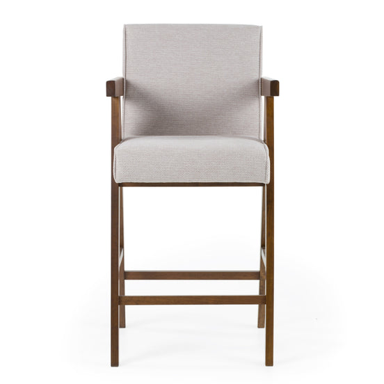 Joseline - Modern Beige Fabric + Walnut Counter Chair (Set of 2) - image 2