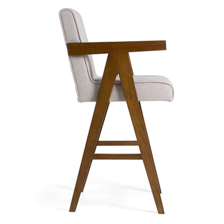 Joseline - Modern Beige Fabric + Walnut Counter Chair (Set of 2) - image 3