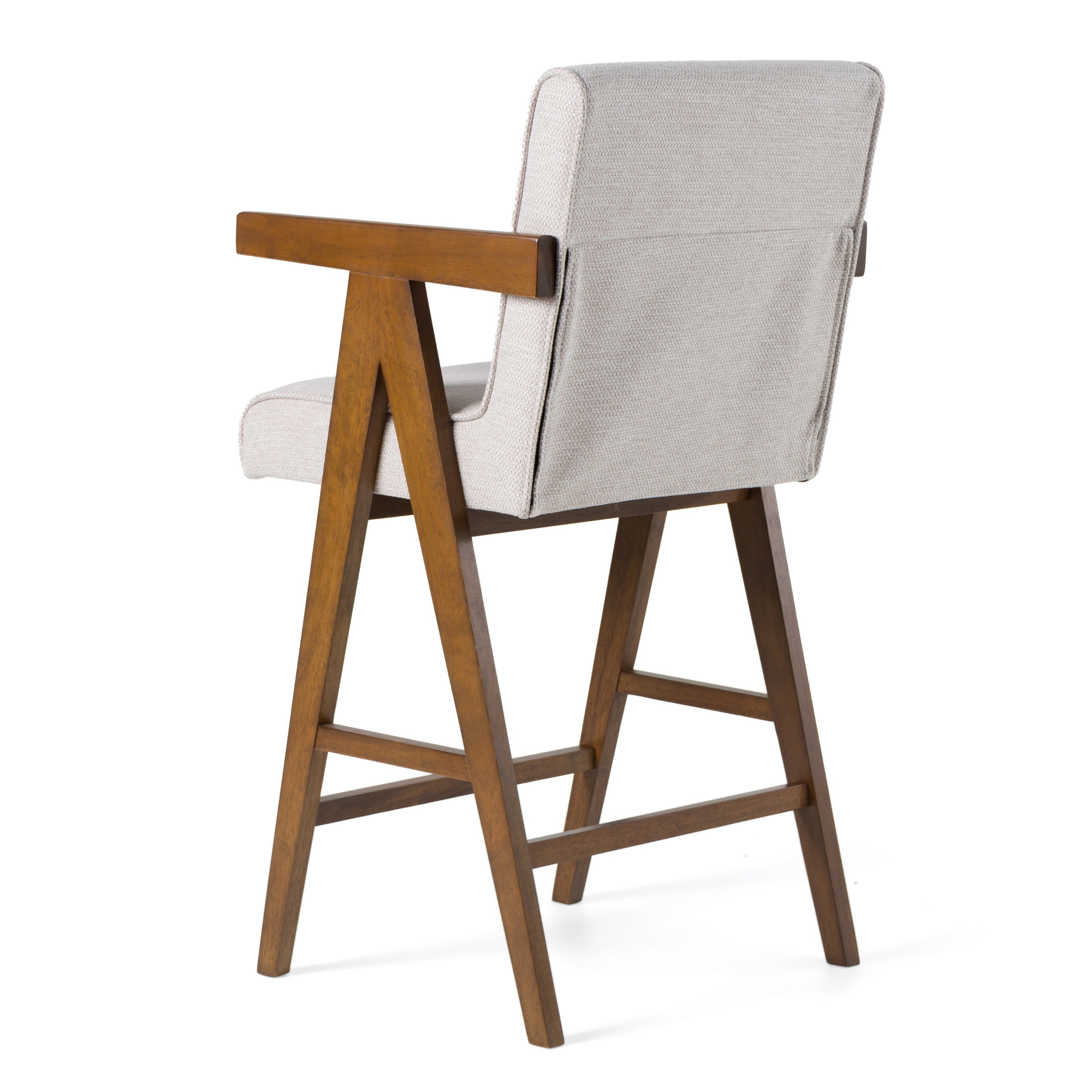 Joseline - Modern Beige Fabric + Walnut Counter Chair (Set of 2) - image 5