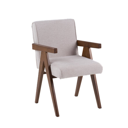 Joseline - Modern Beige Fabric + Walnut Dining Chair (Set of 2) - image 3