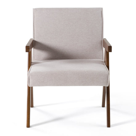 Joseline - Modern Beige Fabric + Walnut Accent Chair (Set of 2) - image 2