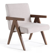 Joseline - Modern Beige Fabric + Walnut Accent Chair (Set of 2) - image 3